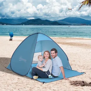 2-3 Person Pop up Beach Tent Hiking UV 30  Protection Patio Sun Shelter (Blue)