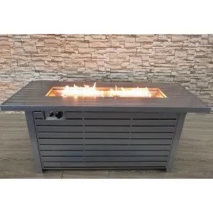 Living Source International Steel Propane/Natural Gas Outdoor Fire Pit Table with Lid